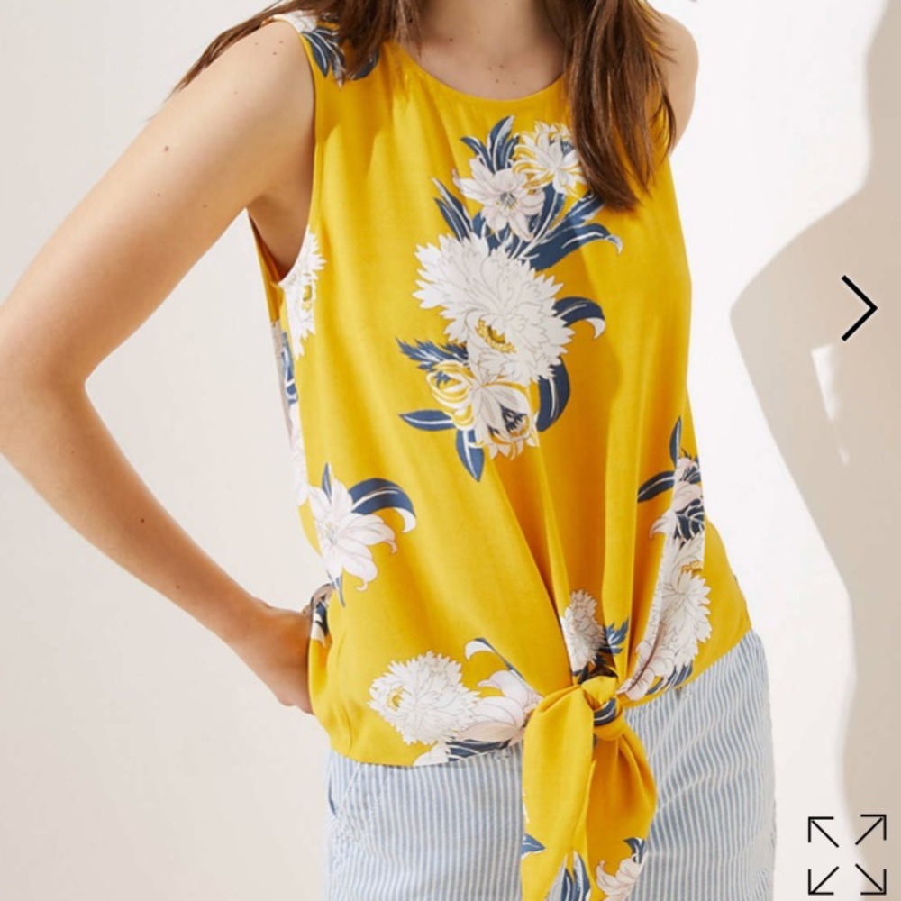 LOFT Floral Tie Hem top
